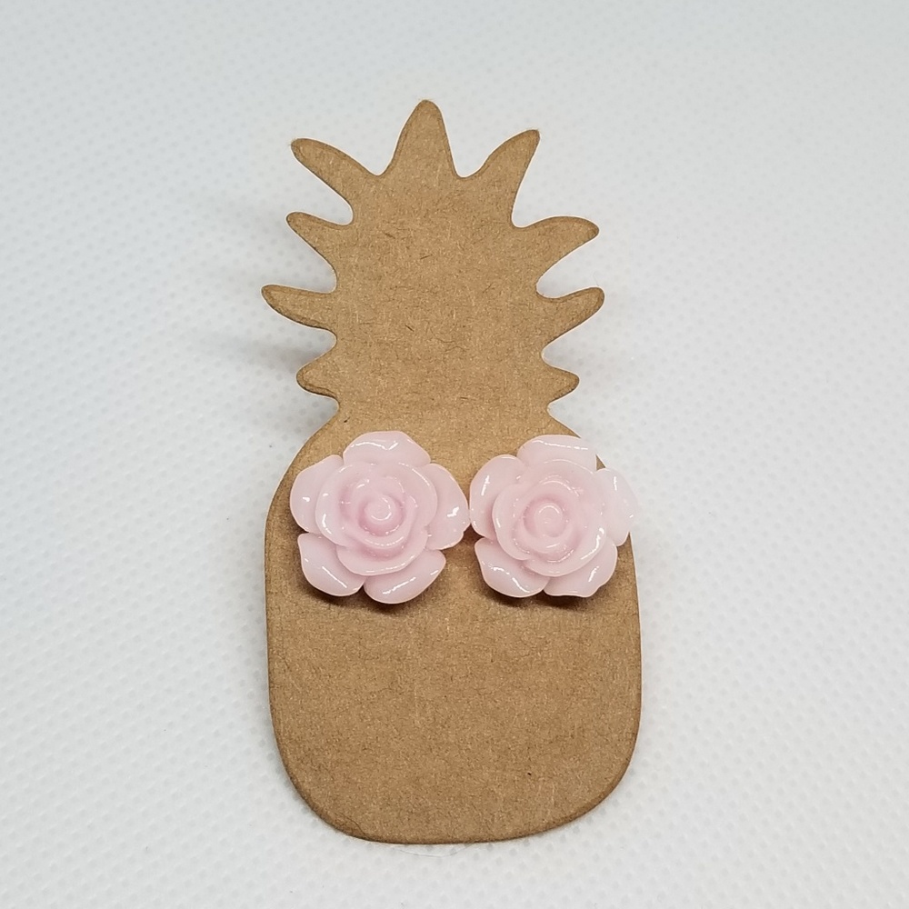 Cabochon Rose Post Earrings